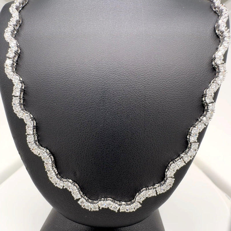 WAVE NECKLACE 14KW F VS2 CVD DIA 10.37CTS