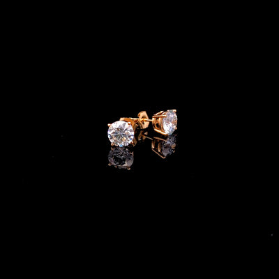 BASKET STUD EARRING 14KY EF SI3 HPHT DIA 2.09CTS