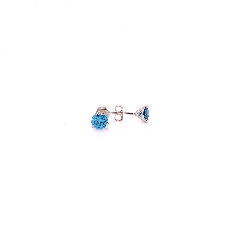 MARTINI STUD EARRINGS 14KW BLUE VS2 CVD DIA 1CTS