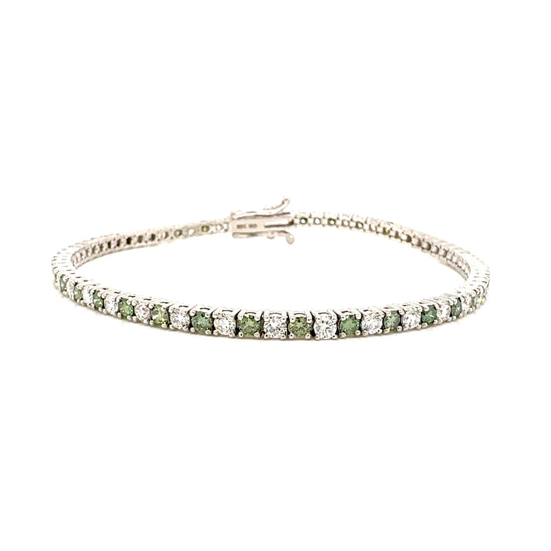 TENNIS BRACELET 14KW FG/GREEN VS2 CVD DIA 3.22CTS