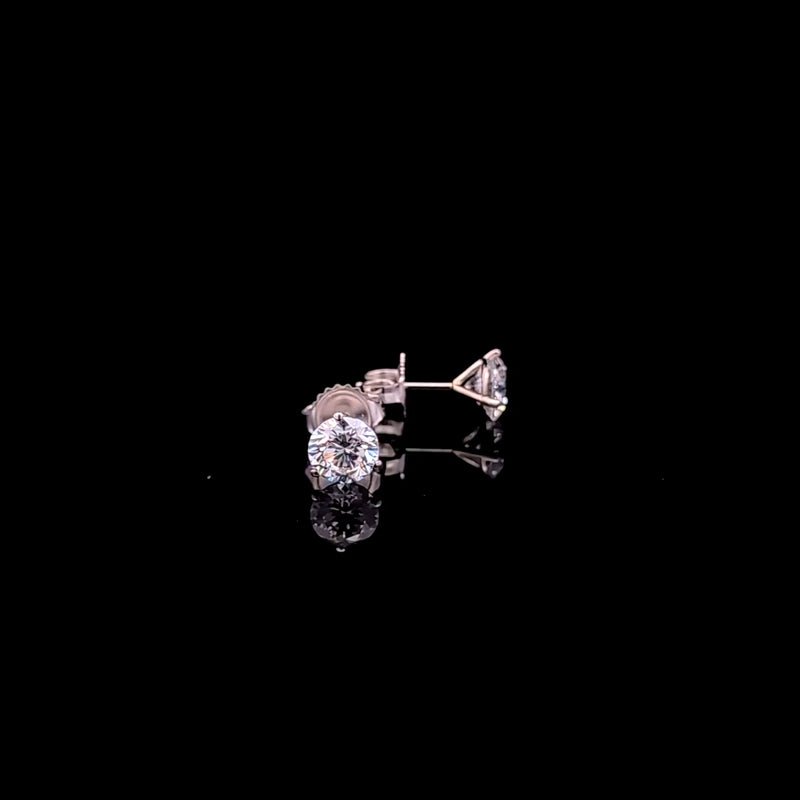 MARTINI STUD EARRINGS 14KW EF VS2 HPHT DIA 2.03CTS