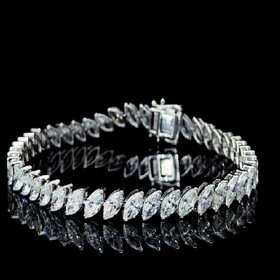 CROSS MARQUISE SHAPE TENNIS BRACELET 14KW FG VS CVD DIA 9.42CTS