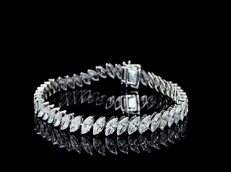 CROSS MARQUISE SHAPE TENNIS BRACELET 14KW FG VS CVD DIA 9.42CTS