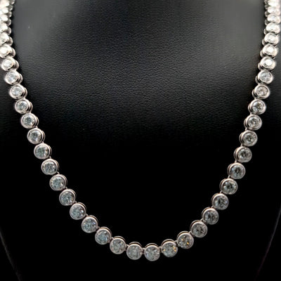 BEZEL TENNIS NECKLACE 14KW EF VS2 HPHT DIA 11.71CTS
