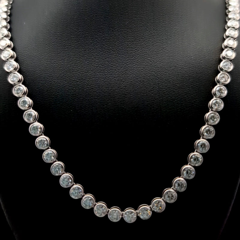 BEZEL TENNIS NECKLACE 14KW EF VS2 HPHT DIA 11.71CTS