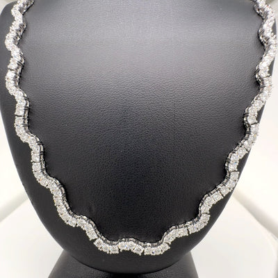 WAVE NECKLACE 14KW FG VS2 CVD DIA 10.15CTS