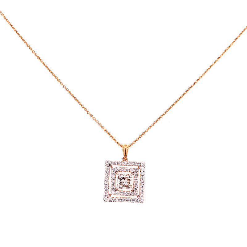 DOUBLE HALO PENDANTS 14KR F VS HPHT DIA 1.09CTS