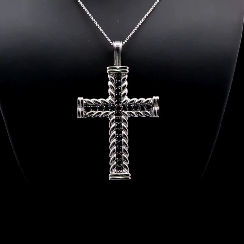 CROSS PENDANT 14KW BLACK VS1 CVD DIA 1.20CTS