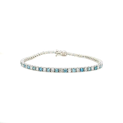 TENNIS BRACELET 14KW BLUE/FG VS2 CVD DIA 4.22CTS