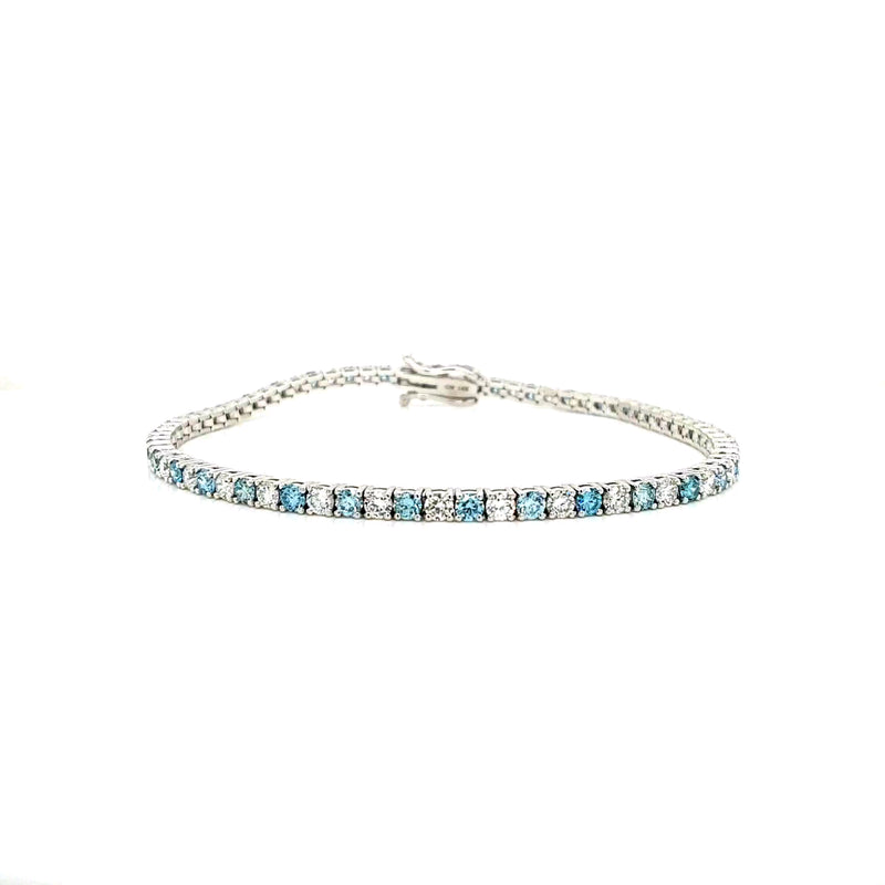 TENNIS BRACELET 14KW BLUE/FG VS2 CVD DIA 4.22CTS
