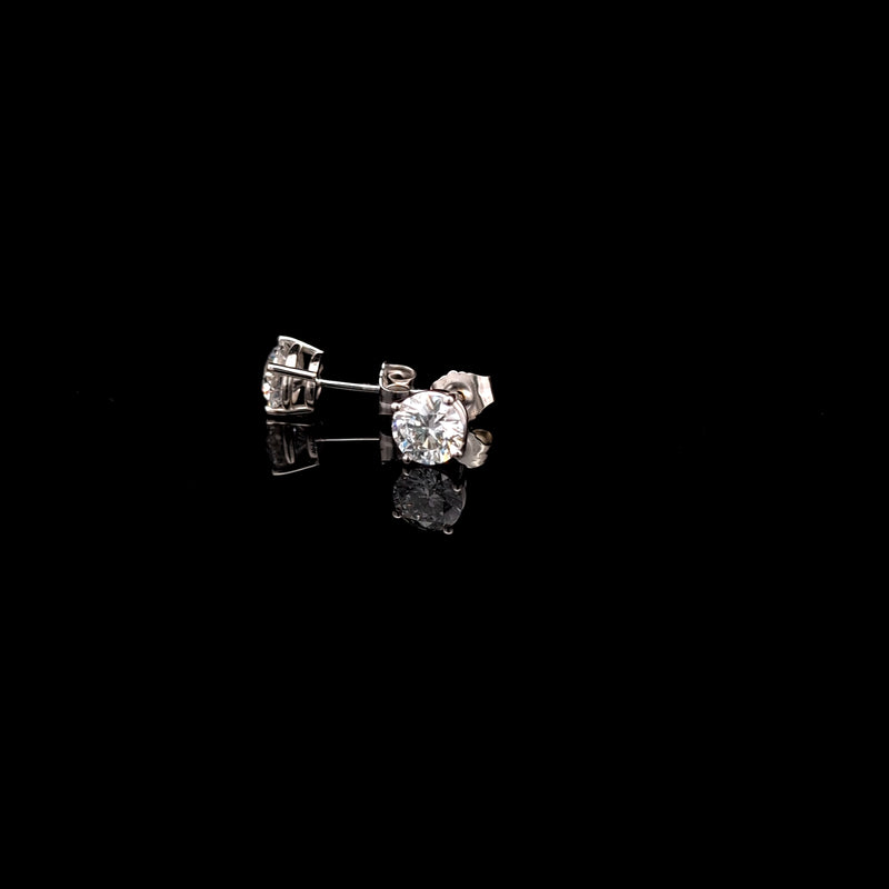 BASKET STUD EARRINGS 14KW DE VS2 HPHT DIA 1.54CTS