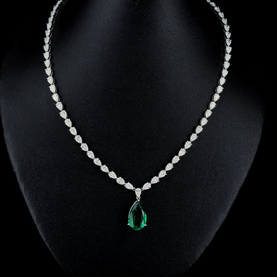 PEAR SHAPE TENNIS NECKLACE 14KW FG VS CVD DIA 36.83CTS