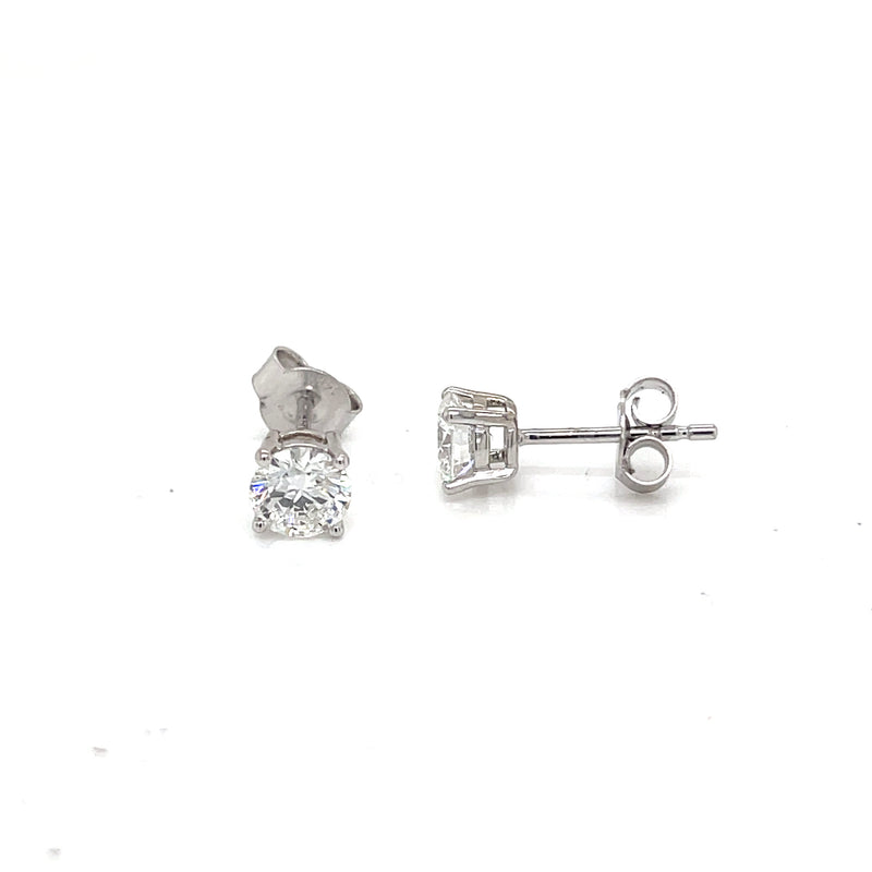 BASKET STUD EARRINGS 14KW EF VS2 HPHT DIA 0.77CTS