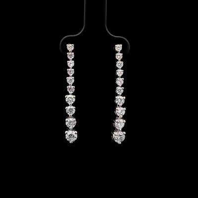 TENNIS EARRINGS 14KW EF VS2 HPHT DIA 1.90CTS