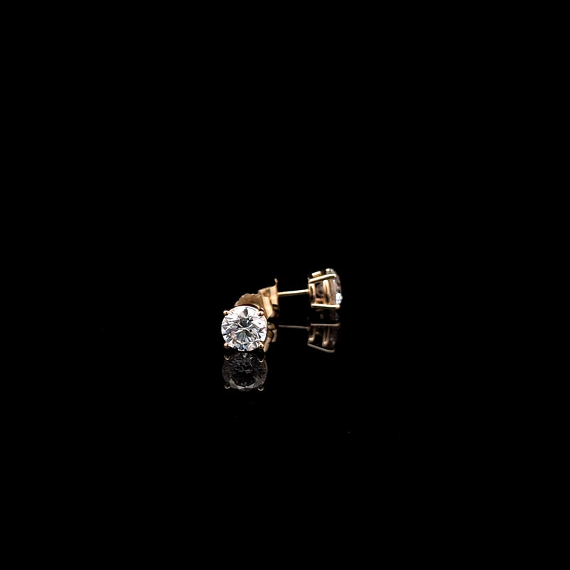 BASKET STUD EARRINGS 14KY DE VS2 HPHT DIA 1.47CTS
