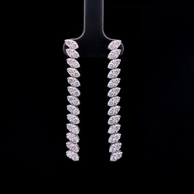 2 ROW TENNIS EARRINGS 14KW EF VS2 HPHT DIA 2.99CTS
