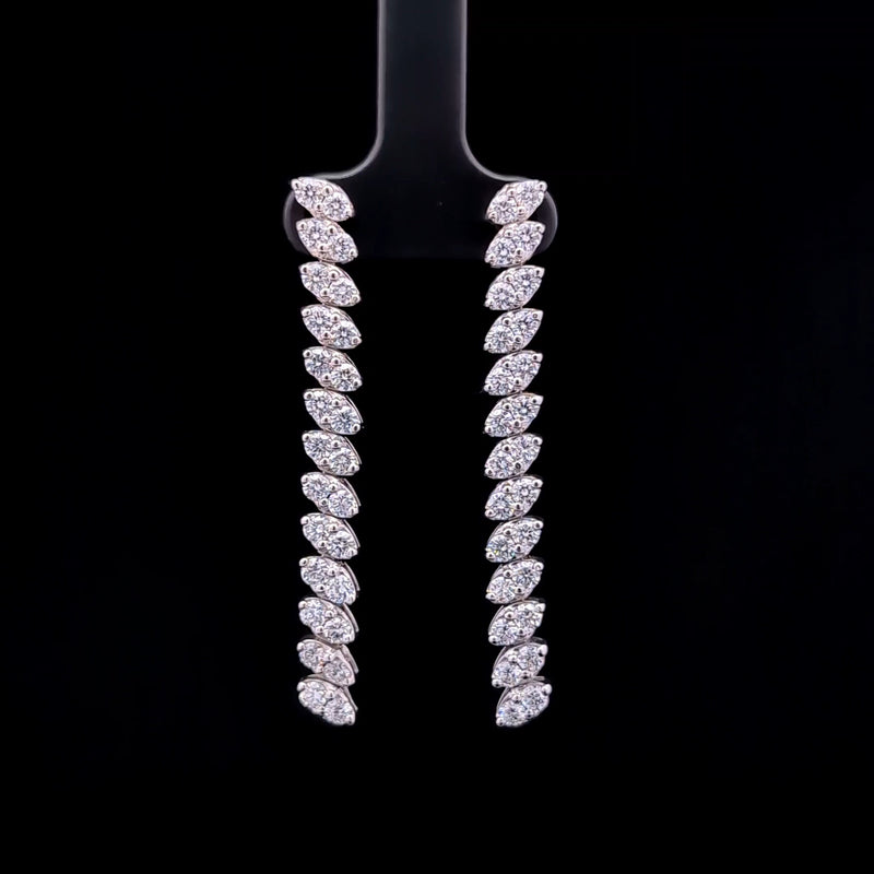 2 ROW TENNIS EARRINGS 14KW EF VS2 HPHT DIA 2.99CTS