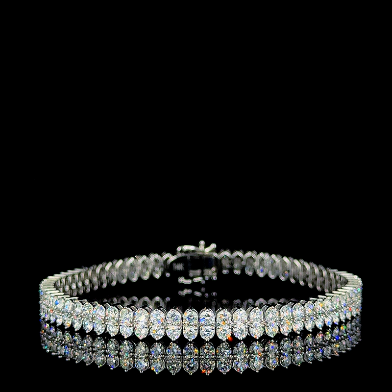 2 ROW, ROUND SHAPE TENNIS BRACELET 14KW FG VS CVD DIA 9.83CTS
