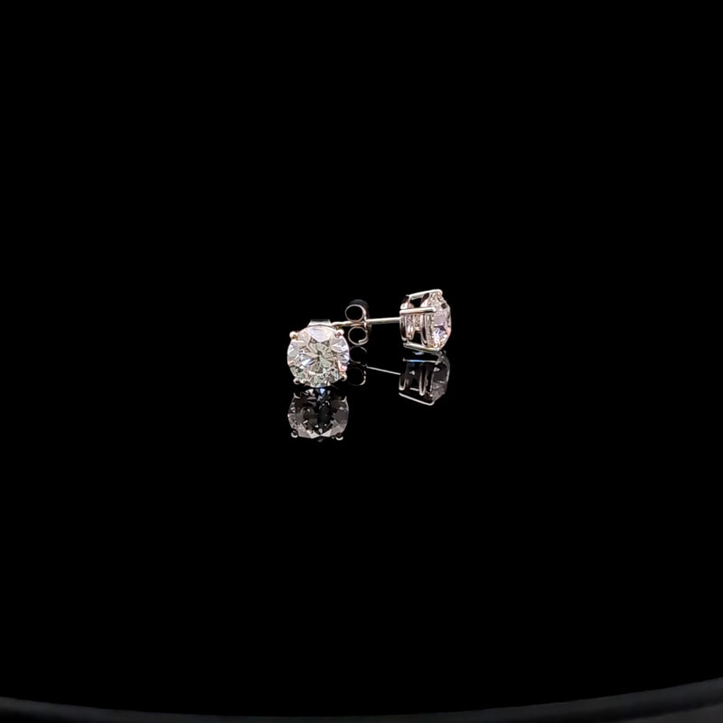 BASKET STUD EARRINGS 14KW FG VS2 CVD DIA 2.98CTS