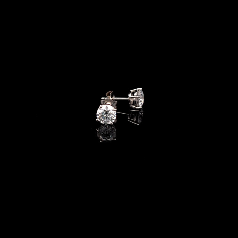BASKET STUD EARRINGS 14KW DE VS2 HPHT DIA 1.49CTS
