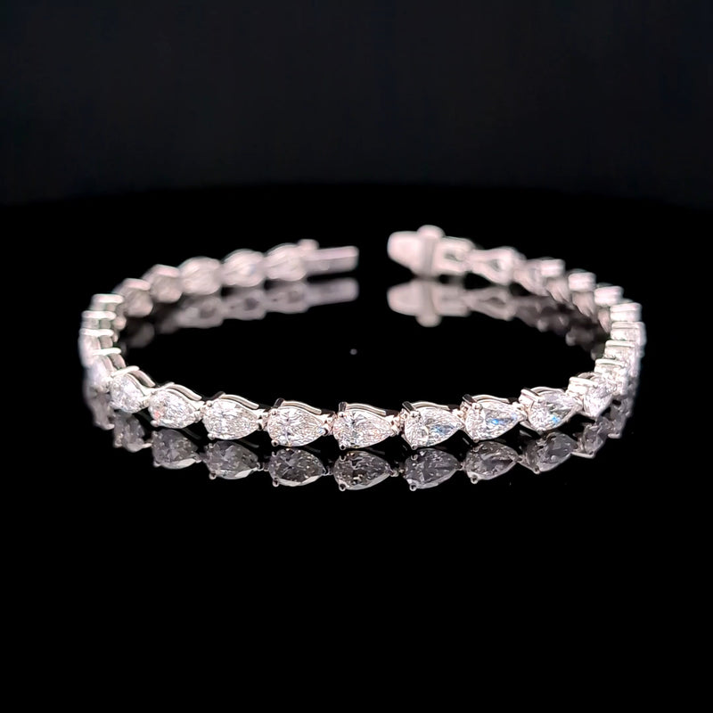 E-W PEAR TENNIS BRACELET 14KW EF VS1 HPHT DIA 10.33CTS