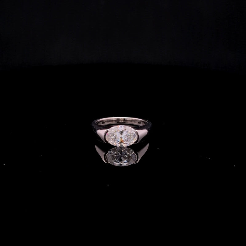 OVAL SOLITAIRE RING 14KW F VS1 CVD DIA 1.69CTS