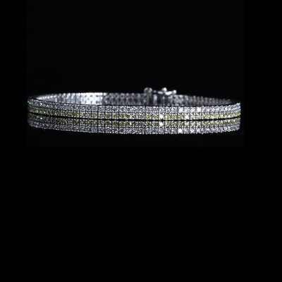 2 ROW TENNIS BRACELET 14KW EF/YELLOW VS2 HPHT DIA 3.59CTS