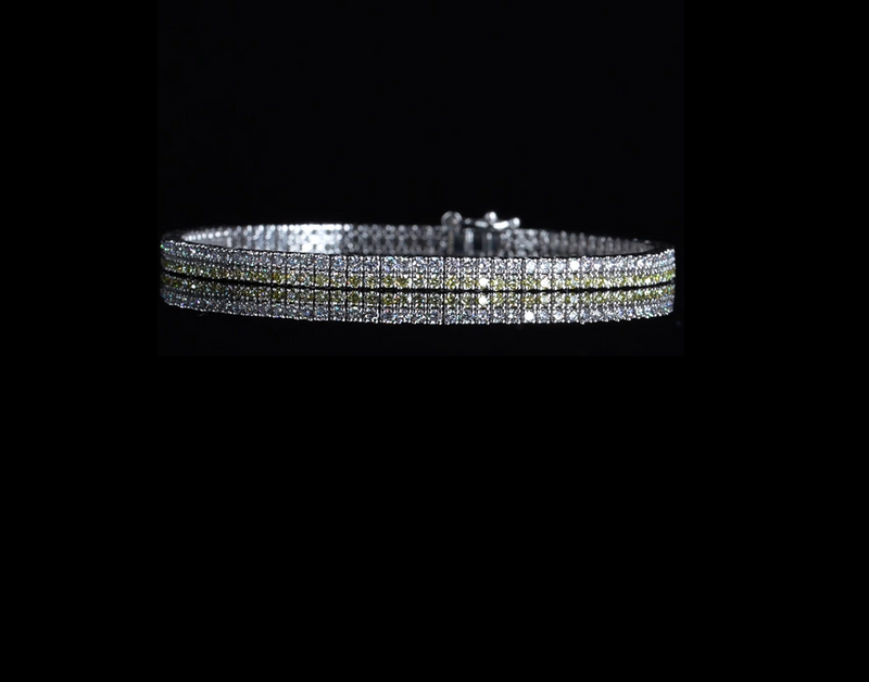 2 ROW TENNIS BRACELET 14KW EF/YELLOW VS2 HPHT DIA 3.59CTS