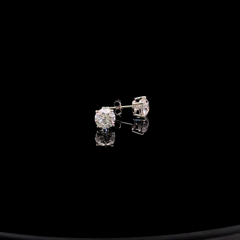 BASKET STUD EARRINGS 14KW FG VS2 CVD DIA 3.00CTS