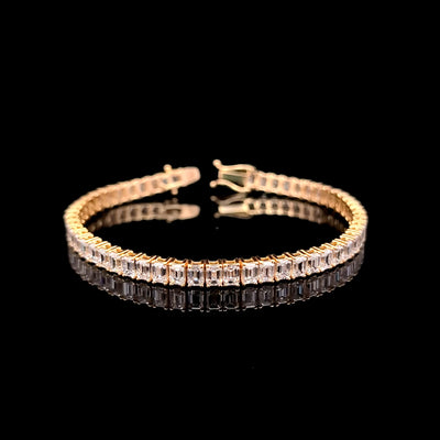 S-N EMERALD TENNIS BRACELET 14KY EF VS1 HPHT DIA 13.03CTS