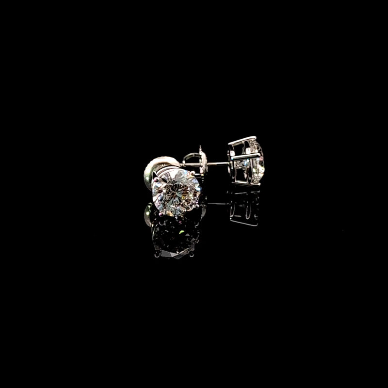BASKET STUD EARRINGS 14KW FG VS2 CVD DIA 3.02CTS