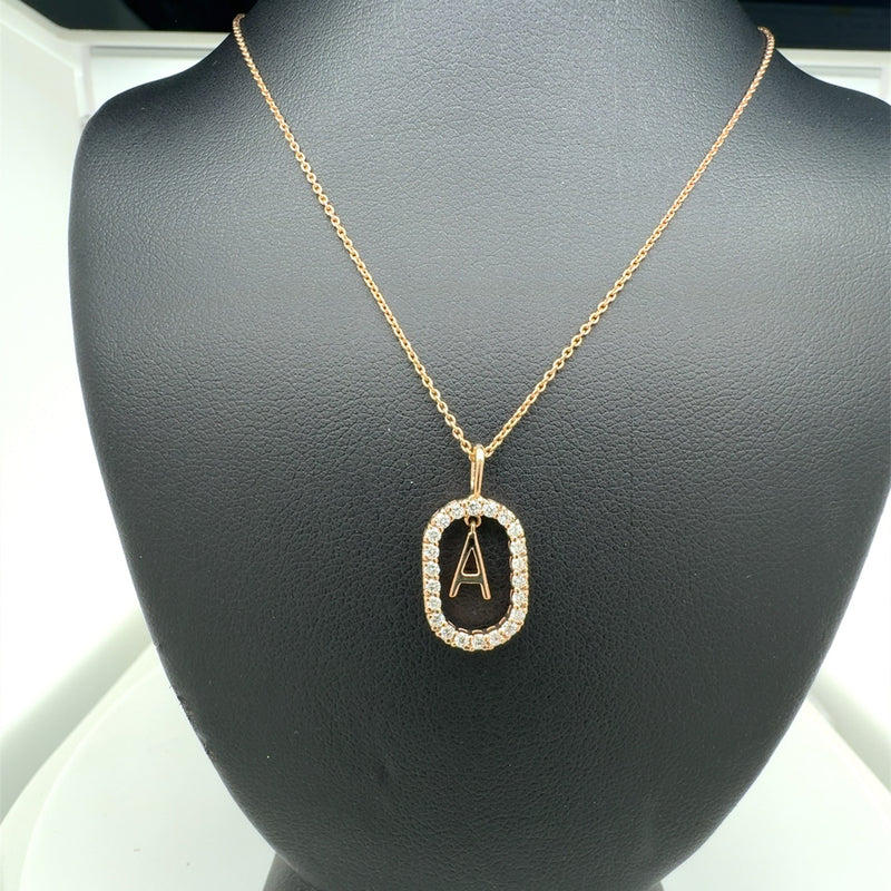 ALPHABET A PENDANT 14KR FG VS2 CVD DIA 0.25CTS