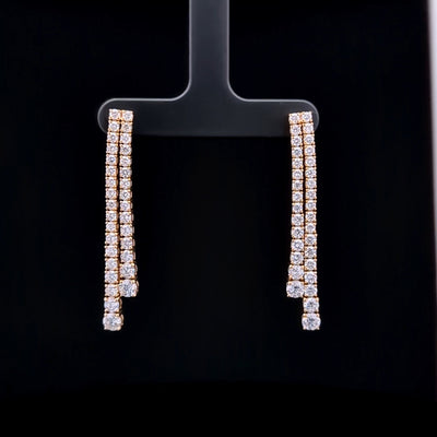 2 ROW TENNIS EARRINGS 14KY EF VS2 HPHT DIA 3.22CTS