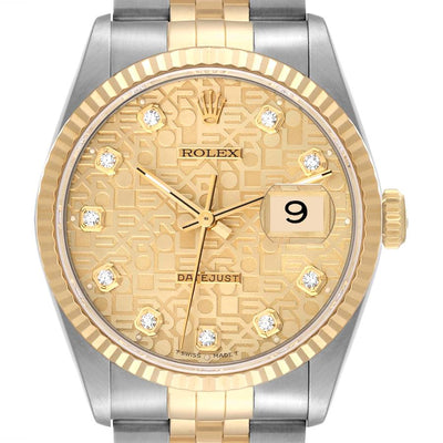 Rolex Datejust 16233 Watch for Men | 36MM | Anniversary Diamond Dial | Champagne Dial - Steel