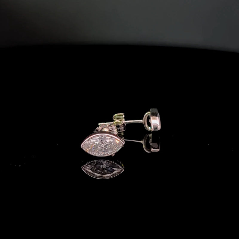 STUD EARRING 14KW EF VS1 HPHT DIA 1.5CTS