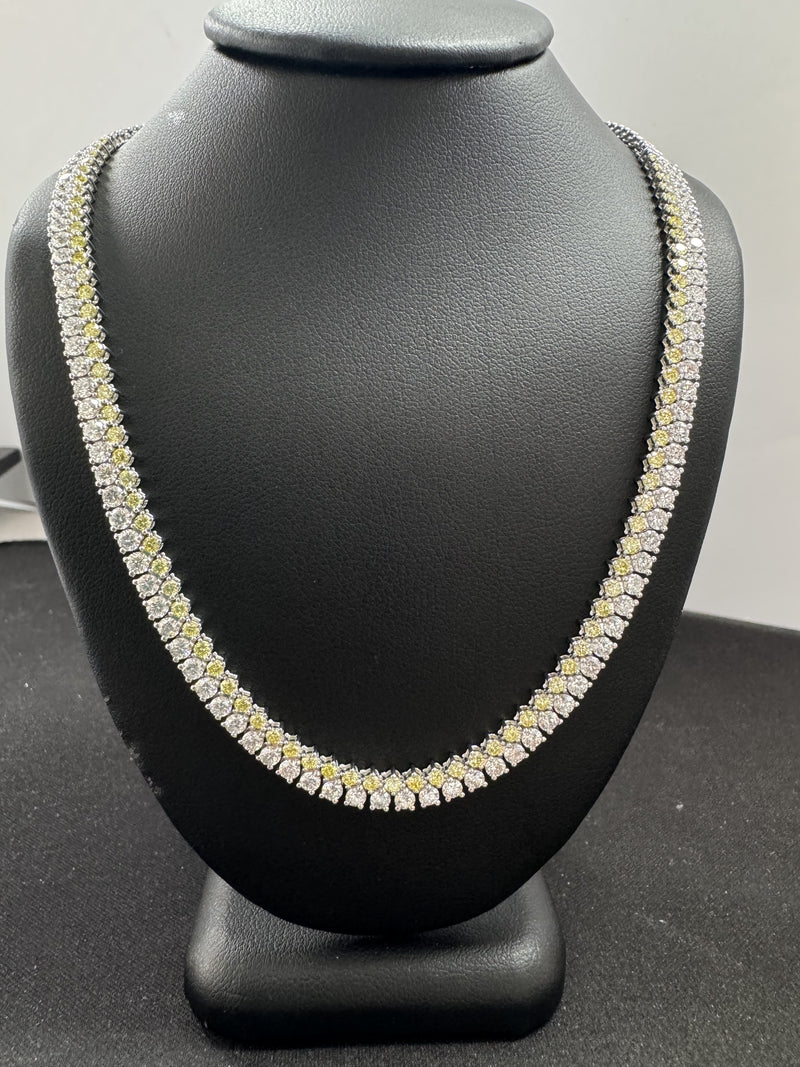 TENNIS NECKLACE 14KW YELLOW/EF VS2 HPHT DIA 7.61CTS