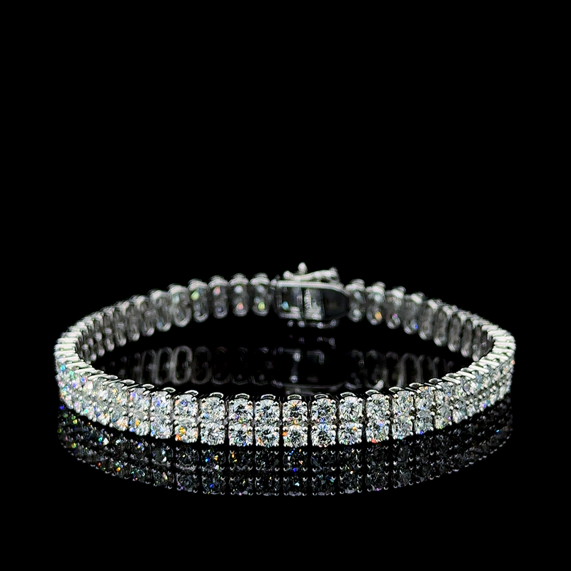 2 ROW ROUND SHAPE TENNIS BRACELET 14KW FG VS CVD DIA 9.87CTS