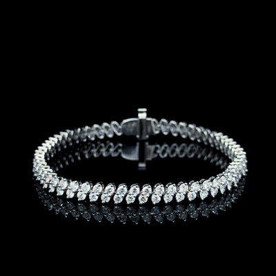 2 ROW TENNIS BRACELET 14KW FG VS CVD DIA 4.99CTS