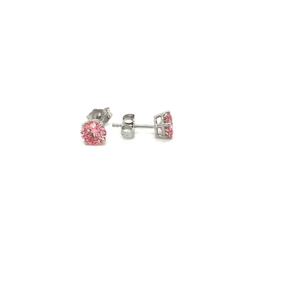 BASKET STUD EARRINGS 14KW PINK VS CVD DIA 0.91CTS