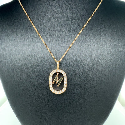 ALPHABET M PENDANT 14KR FG VS2 CVD DIA 0.25CTS