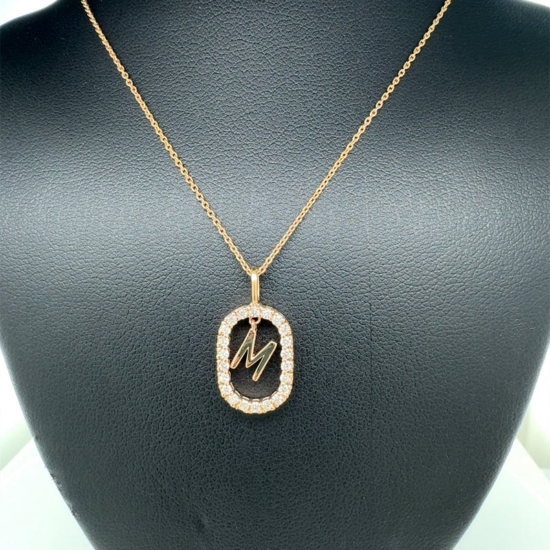 ALPHABET M PENDANT 14KR FG VS2 CVD DIA 0.25CTS