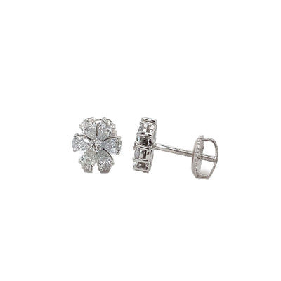 FLOWER EARRINGS 14KW EF SI2 HPHT DIA 0.96CTS