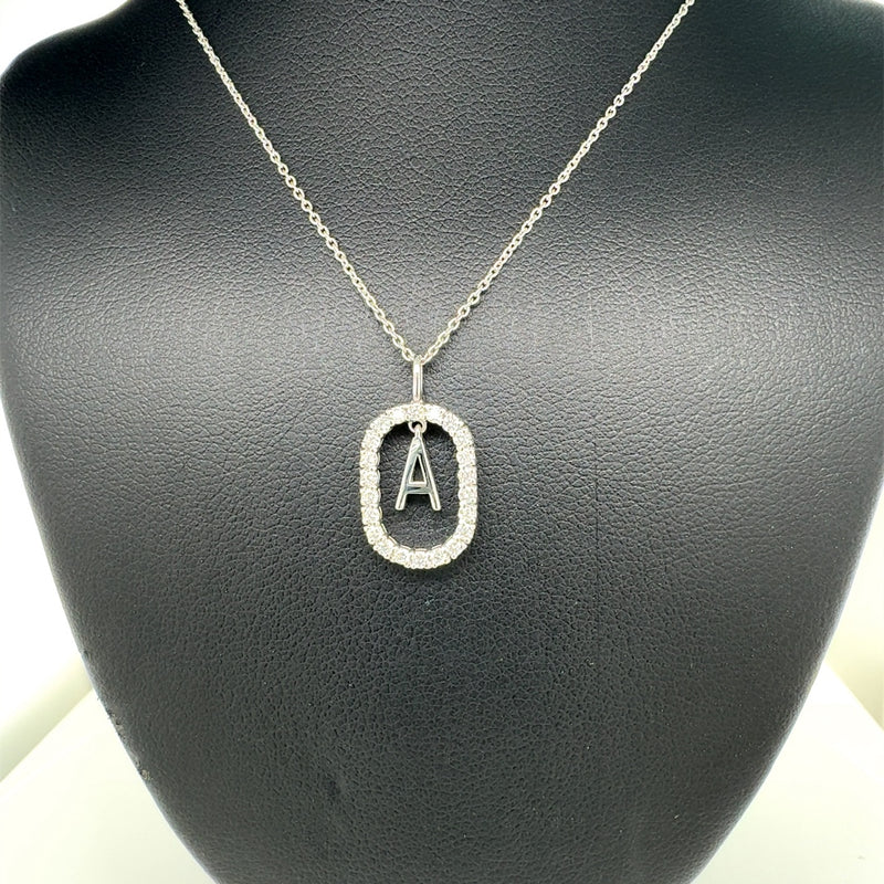ALPHABET A PENDANT 14KW FG VS2 CVD DIA 0.25CTS