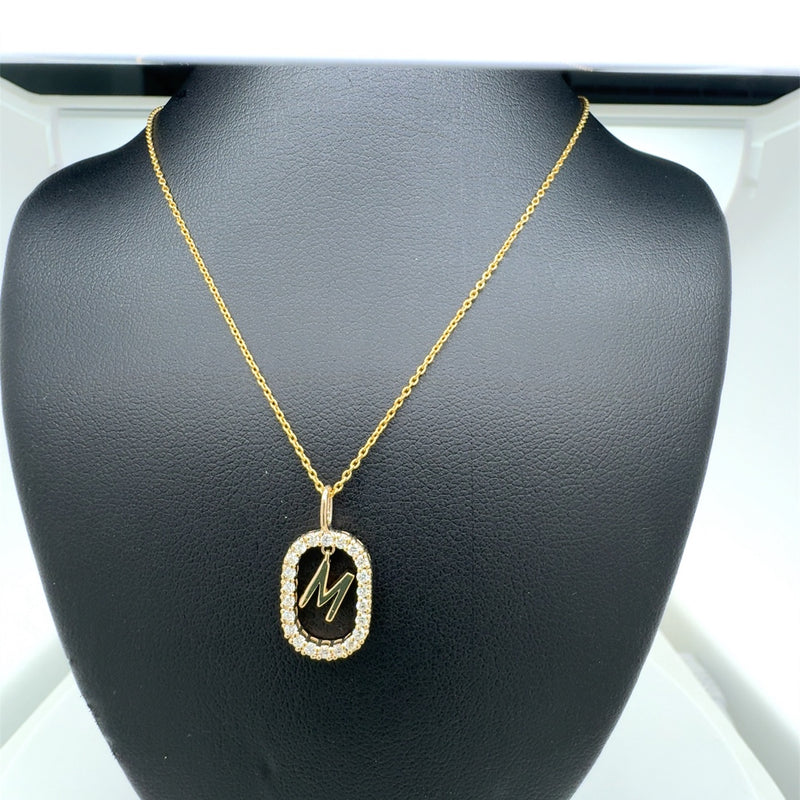 ALPHABET M PENDANT 14KY FG VS2 CVD DIA 0.25CTS