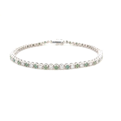 TENNIS BRACELET 14KW G/GREEN VS2 CVD DIA 2.74CTS