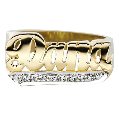 Personalized Name Ring | 14K Diamond | Yellow Gold | Size Options Available