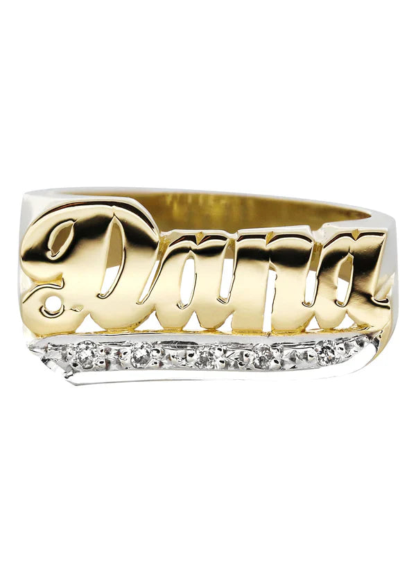 Personalized Name Ring | 14K Diamond | Yellow Gold | Size Options Available