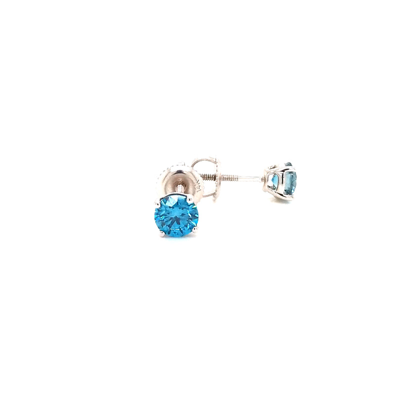 BASKET STUD EARRINGS 14KW BLUE VS CVD DIA 0.77CTS
