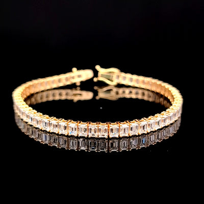 S-N EMERALD TENNIS BRACELET 14KY EF VS1 HPHT DIA 13.19CTS
