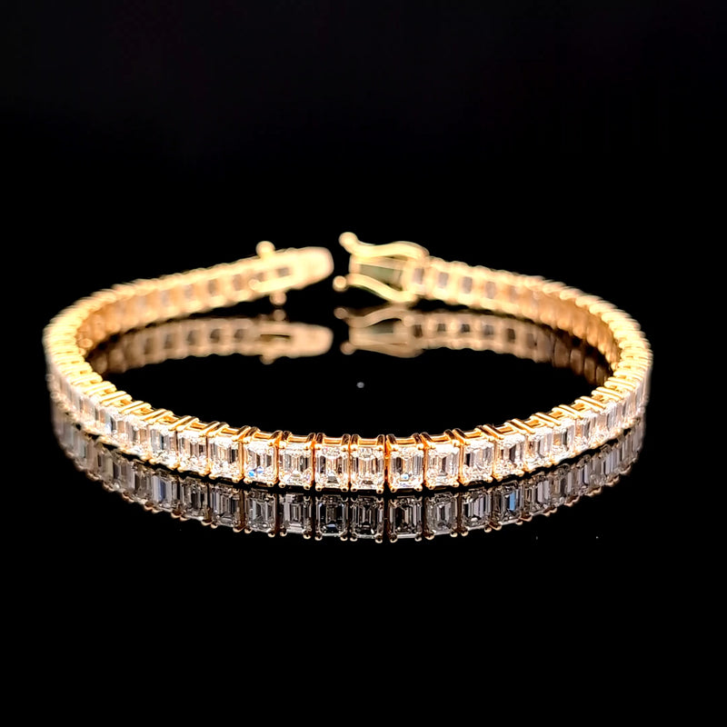 S-N EMERALD TENNIS BRACELET 14KY EF VS1 HPHT DIA 13.19CTS